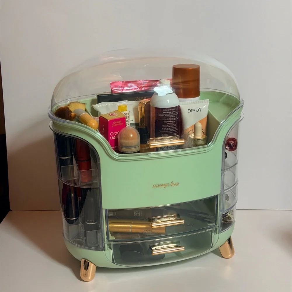 Mint Green Storage Box with Gold Accents
